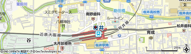 桜井駅北口周辺の地図