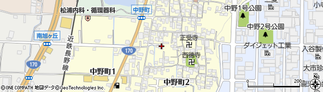 大阪府富田林市中野町周辺の地図