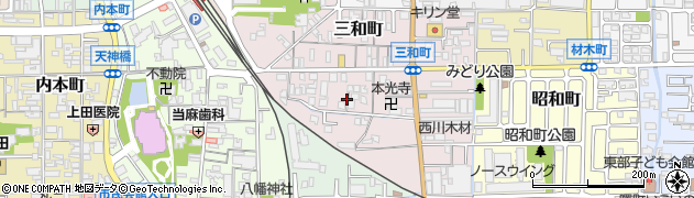 奈良県大和高田市三和町周辺の地図