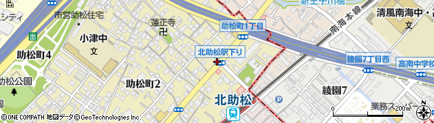 北助松駅下り周辺の地図