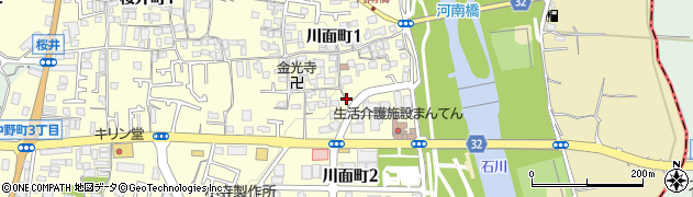 大阪府富田林市川面町周辺の地図