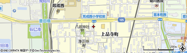 奈良県橿原市上品寺町周辺の地図