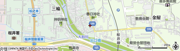 奈良県桜井市三輪451周辺の地図
