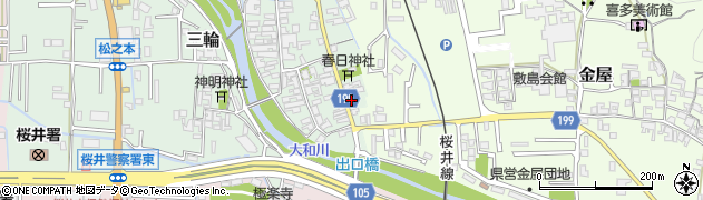 奈良県桜井市三輪434周辺の地図