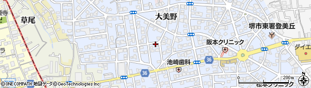 大阪府堺市東区大美野周辺の地図