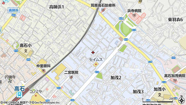 〒592-0011 大阪府高石市加茂の地図