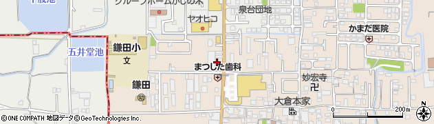 奈良県香芝市鎌田389-8周辺の地図