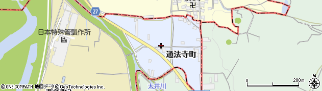 大阪府富田林市通法寺町周辺の地図