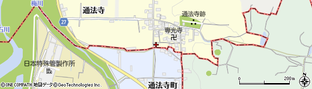 大阪府羽曳野市通法寺61周辺の地図
