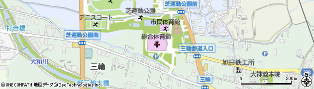 桜井市芝運動公園総合体育館周辺の地図