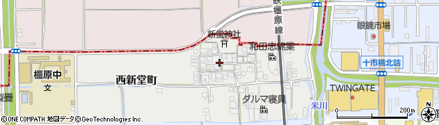 奈良県橿原市西新堂町周辺の地図