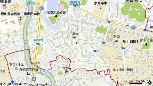 〒593-8307 大阪府堺市西区平岡町の地図