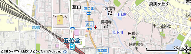 奈良県香芝市瓦口161周辺の地図