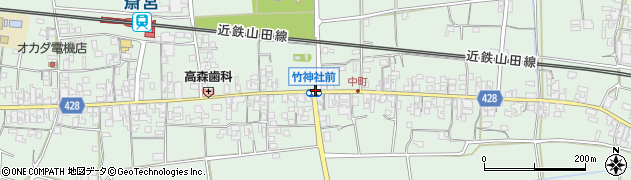 竹神社前周辺の地図