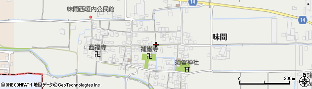 奈良県田原本町（磯城郡）味間周辺の地図