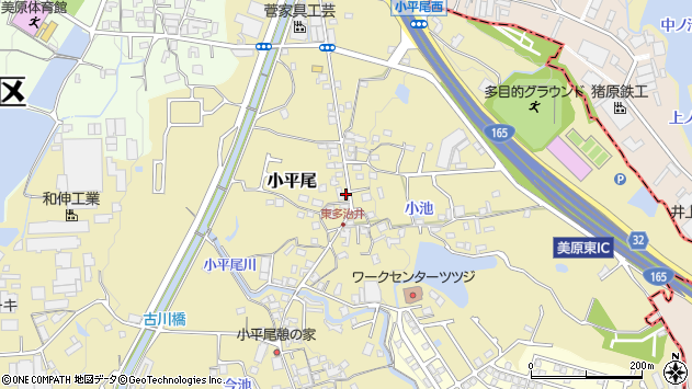 〒587-0021 大阪府堺市美原区小平尾の地図