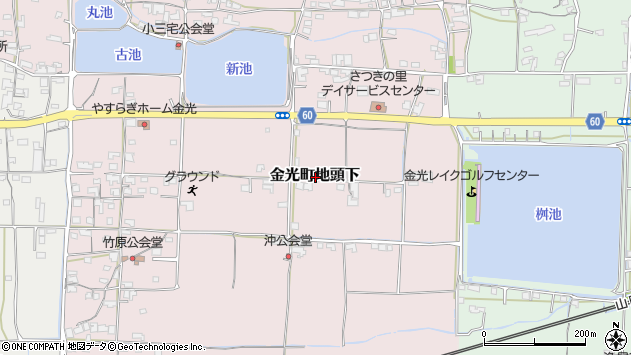 〒719-0106 岡山県浅口市金光町地頭下の地図