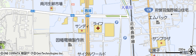 ライフ羽曳野西浦店周辺の地図