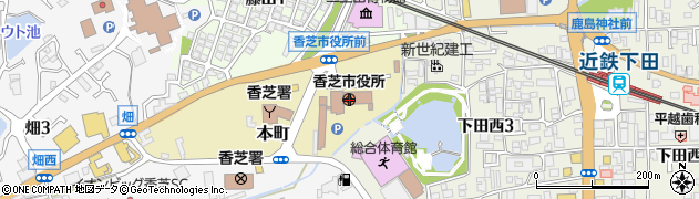奈良県香芝市周辺の地図