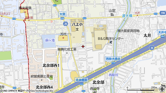 〒587-0051 大阪府堺市美原区北余部の地図