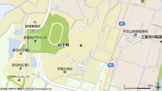 〒515-0206 三重県松阪市山下町の地図