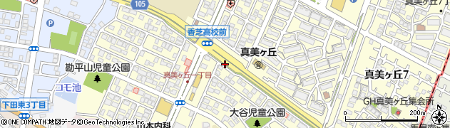 香芝高校南口周辺の地図