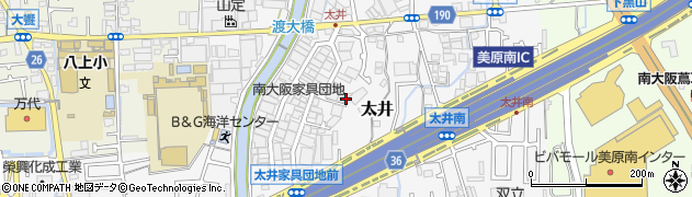 大阪府堺市美原区太井周辺の地図