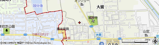 大阪府堺市美原区大饗318周辺の地図