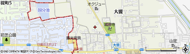 大阪府堺市美原区大饗282周辺の地図