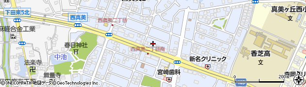 奈良県香芝市西真美周辺の地図
