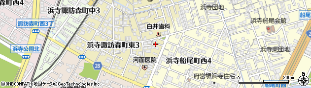 浜寺諏訪森町東ほおずき広場周辺の地図