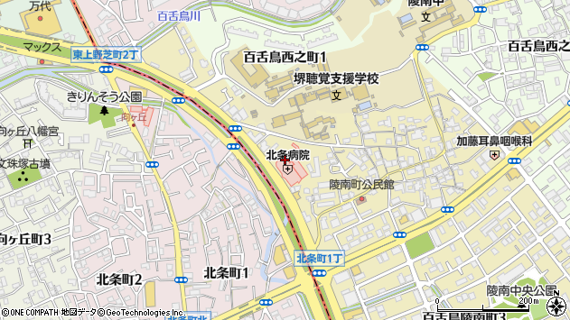 〒591-8034 大阪府堺市北区百舌鳥陵南町の地図