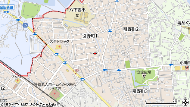 〒599-8104 大阪府堺市東区引野町の地図
