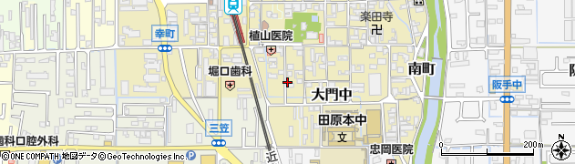 奈良県田原本町（磯城郡）大門西周辺の地図