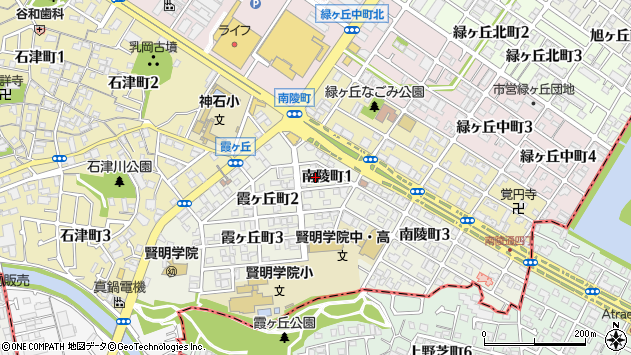 〒590-0811 大阪府堺市堺区南陵町の地図