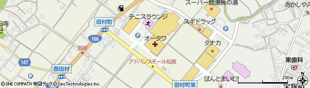オークワ松阪田村店周辺の地図