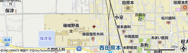 奈良県田原本町（磯城郡）室町周辺の地図