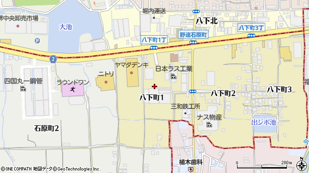 〒599-8101 大阪府堺市東区八下町の地図
