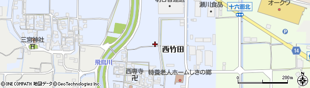 奈良県田原本町（磯城郡）西竹田周辺の地図