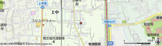 奈良県香芝市上中387周辺の地図