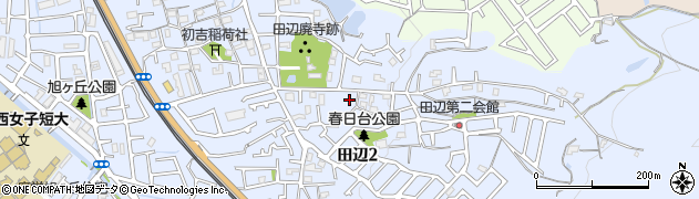 大阪府柏原市田辺周辺の地図