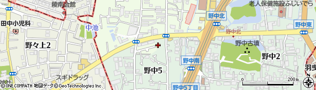ファミリーマート藤井寺野中五丁目店周辺の地図