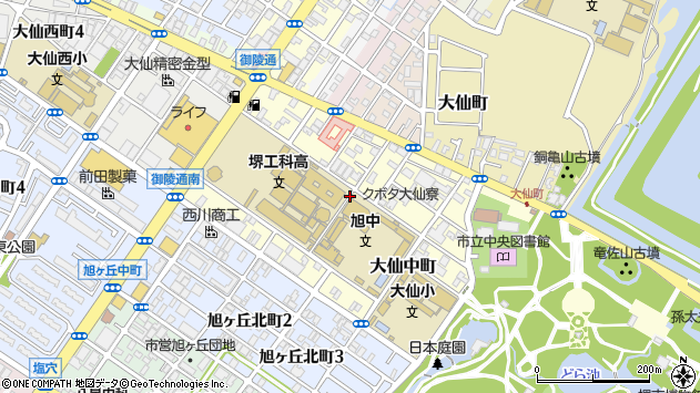 〒590-0801 大阪府堺市堺区大仙中町の地図