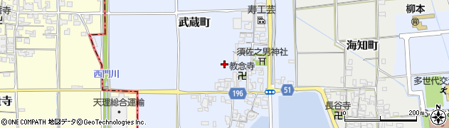 奈良県天理市武蔵町周辺の地図
