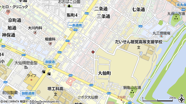 〒590-0044 大阪府堺市堺区五条通の地図