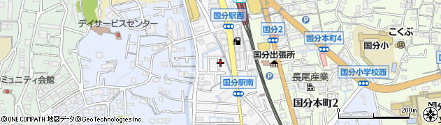 大阪府柏原市国分西周辺の地図