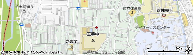 大阪府柏原市玉手町周辺の地図