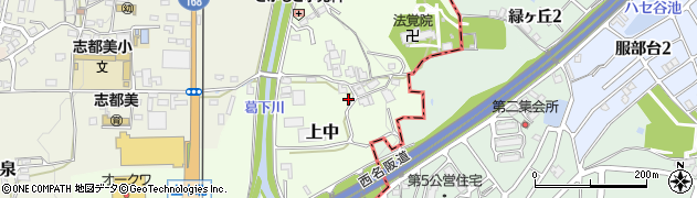 奈良県香芝市上中642周辺の地図