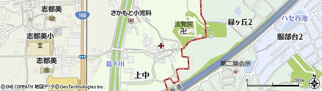 奈良県香芝市上中587周辺の地図
