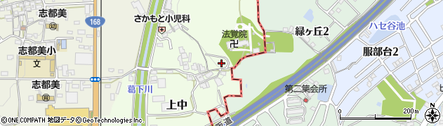 奈良県香芝市上中595周辺の地図